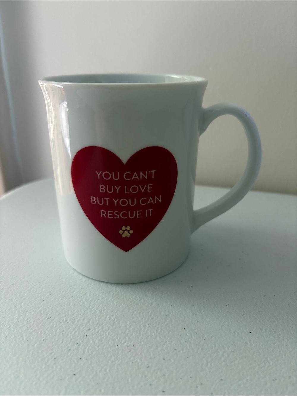 White Ceramic Mug with Red Heart
